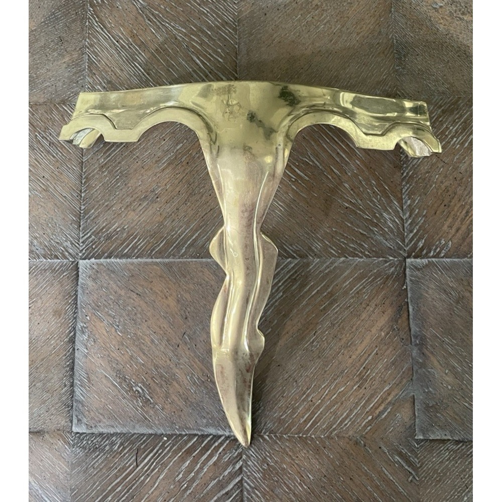 Vtg  Solid Cast Brass Wall Sconce Shelf Corbel MCM Hollywood Regency